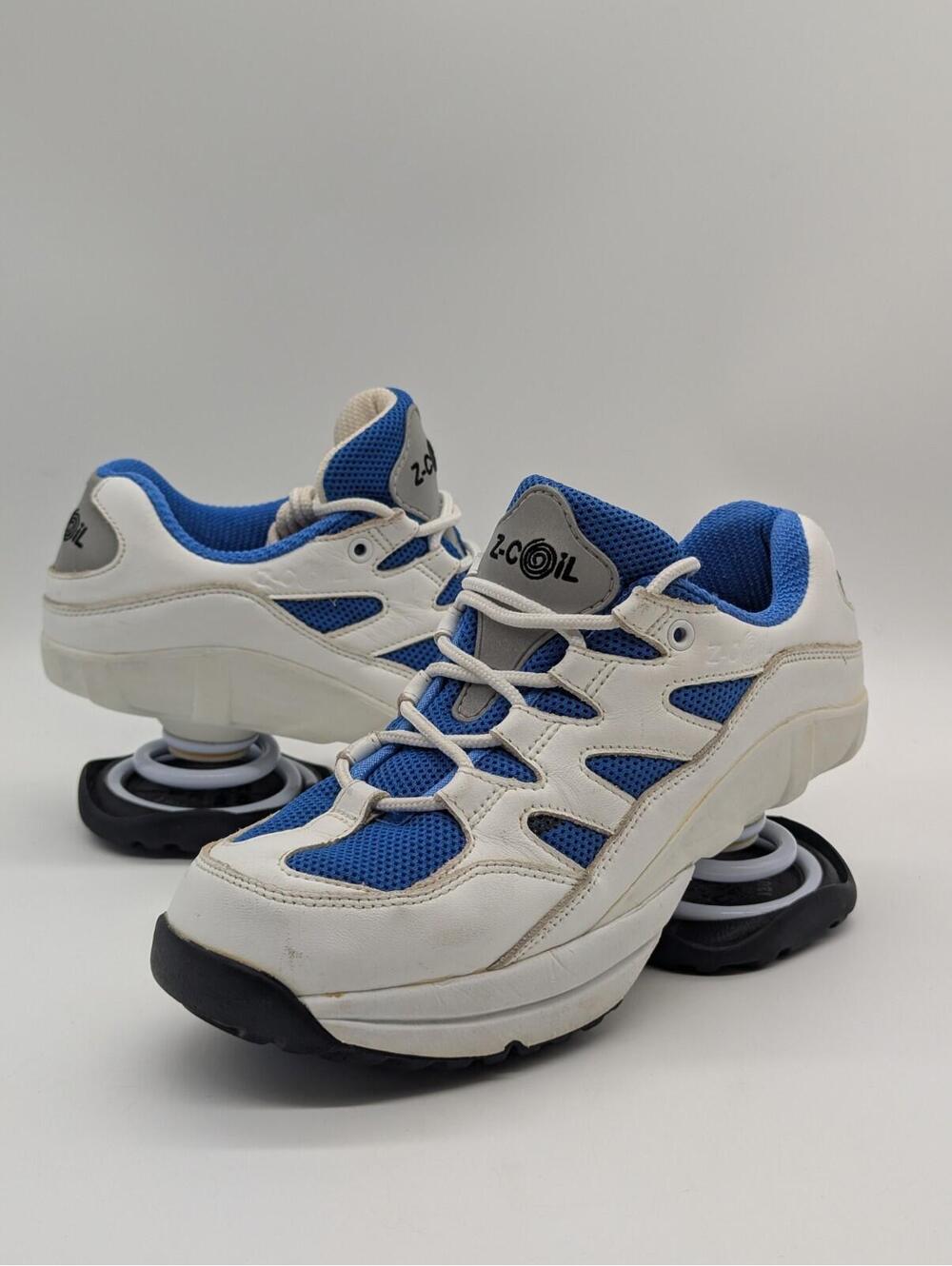 Z Coil Leather Freedom 2000 Spring Heel Walking Shoes White Blue Women's Size 7